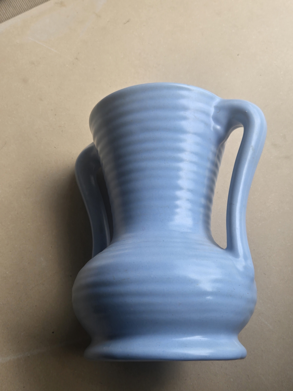 Light Blue Ceramic Double-Handled Vase